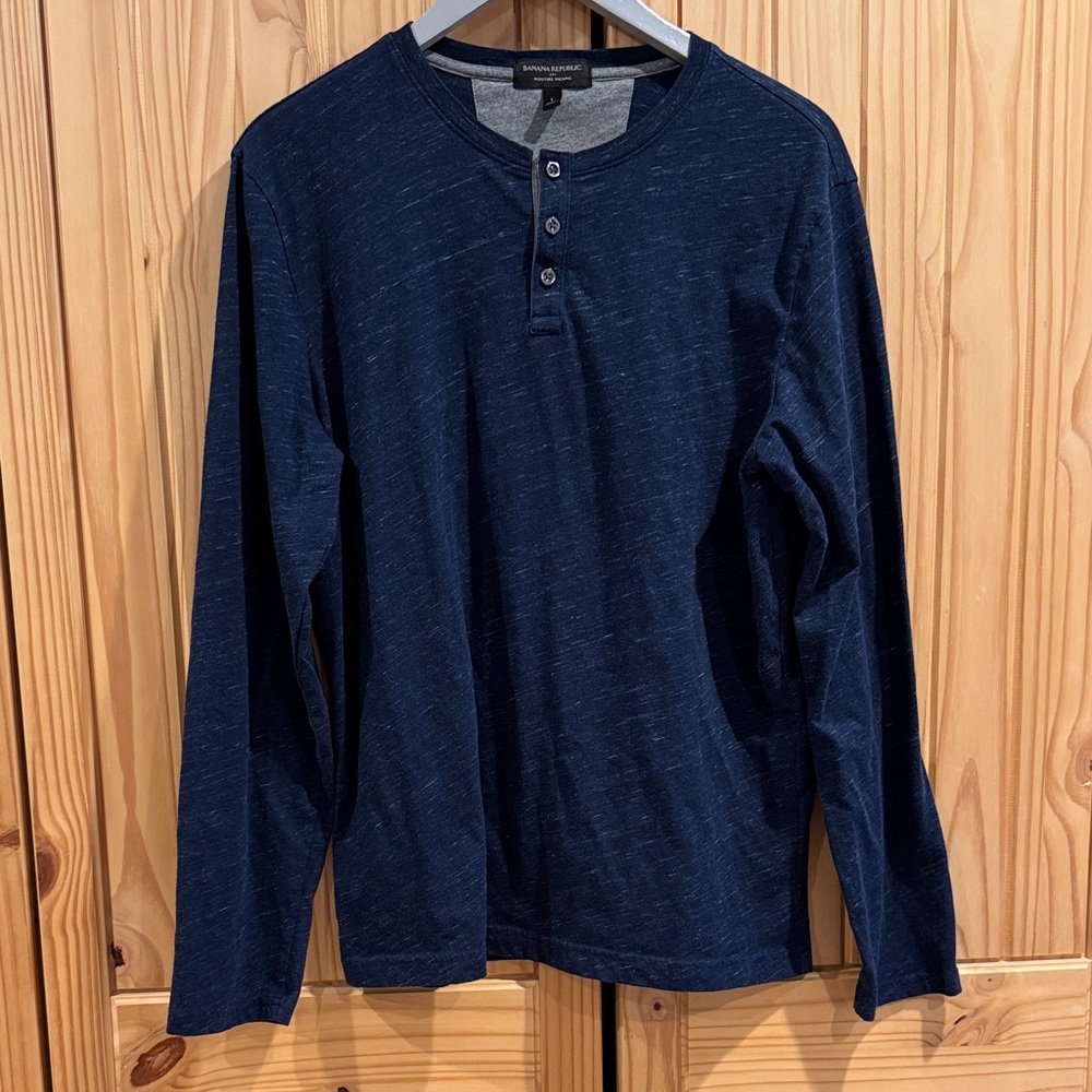 Banana Republic Dark Blue Long Sleeve Henley